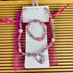 🏷 EDM FESTIVAL RAVE Plastic Bead Rhinestone Heart Choker Necklace Bracelet Set